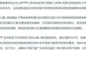 IQAX eBL 榮獲亞太貿易便利化論壇 2024 年貿易便利化創(chuàng)新獎