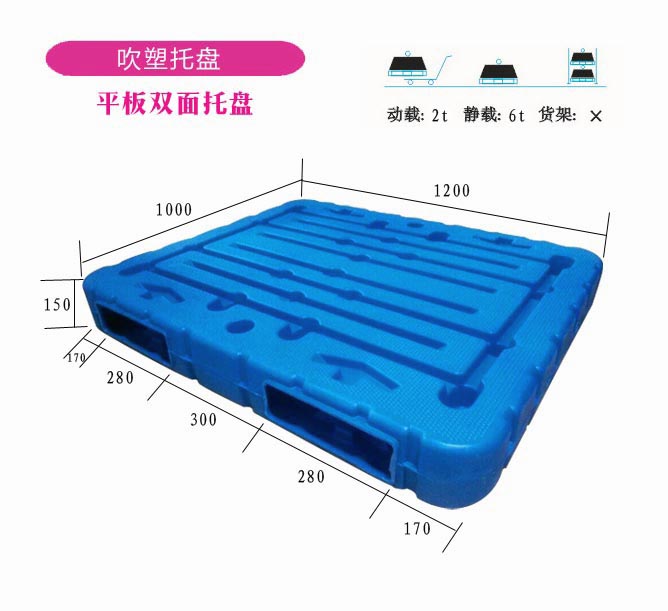 吹塑塑料托盤廠家直銷九腳吹塑雙面吹塑托盤成產(chǎn)廠家2噸動載8噸靜載